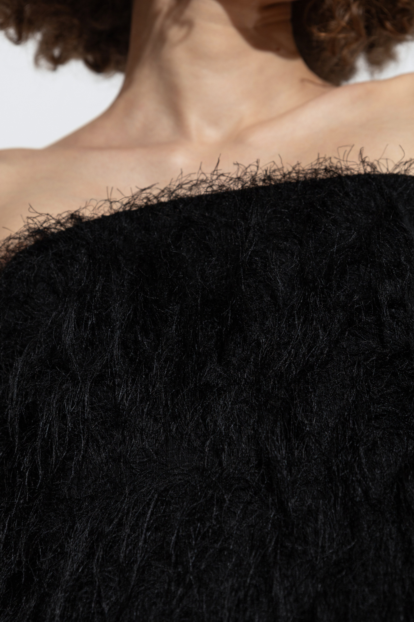 Ferragamo Fringed Strapless Midi Dress In Black