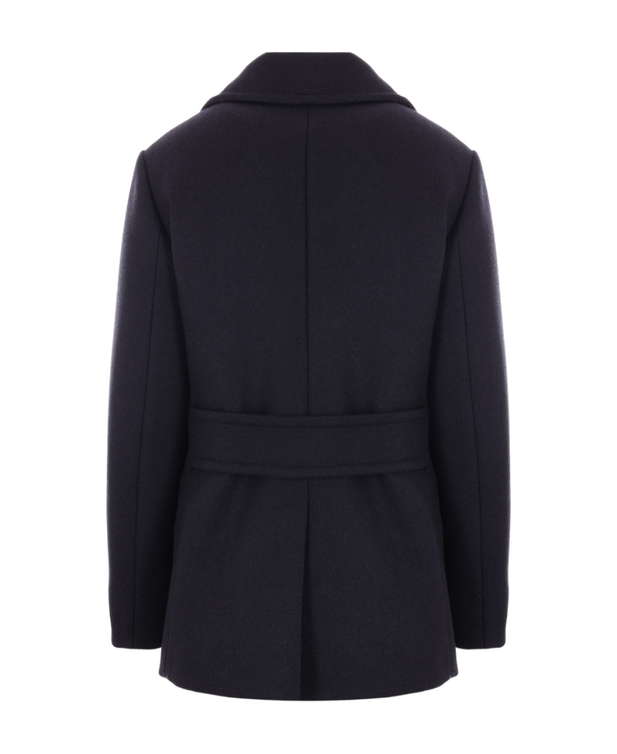 Prada Double-breasted Virgin-wool Coat In Blue