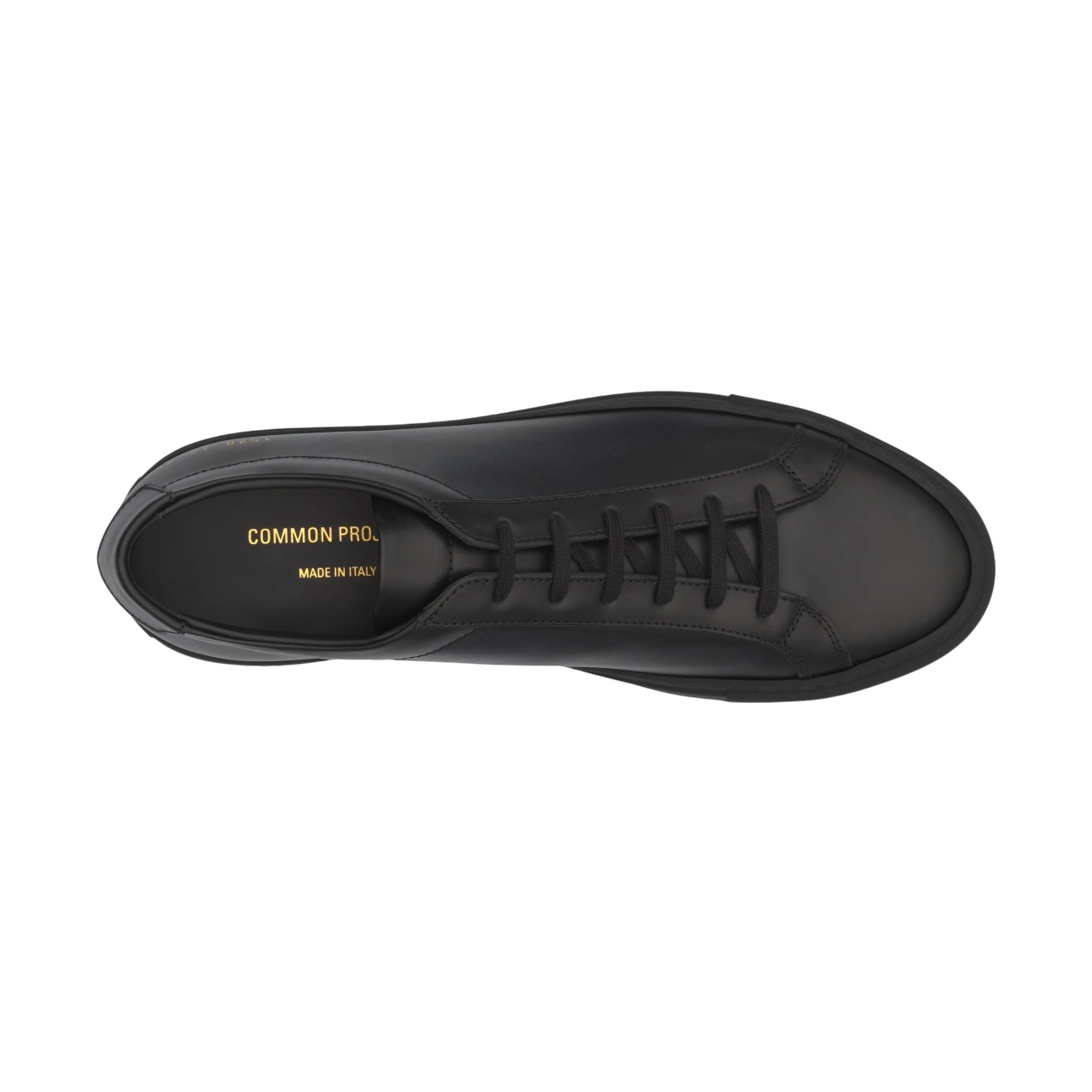 Common Projects Round Toe Low Top Sneakers With Flat Sole In Black