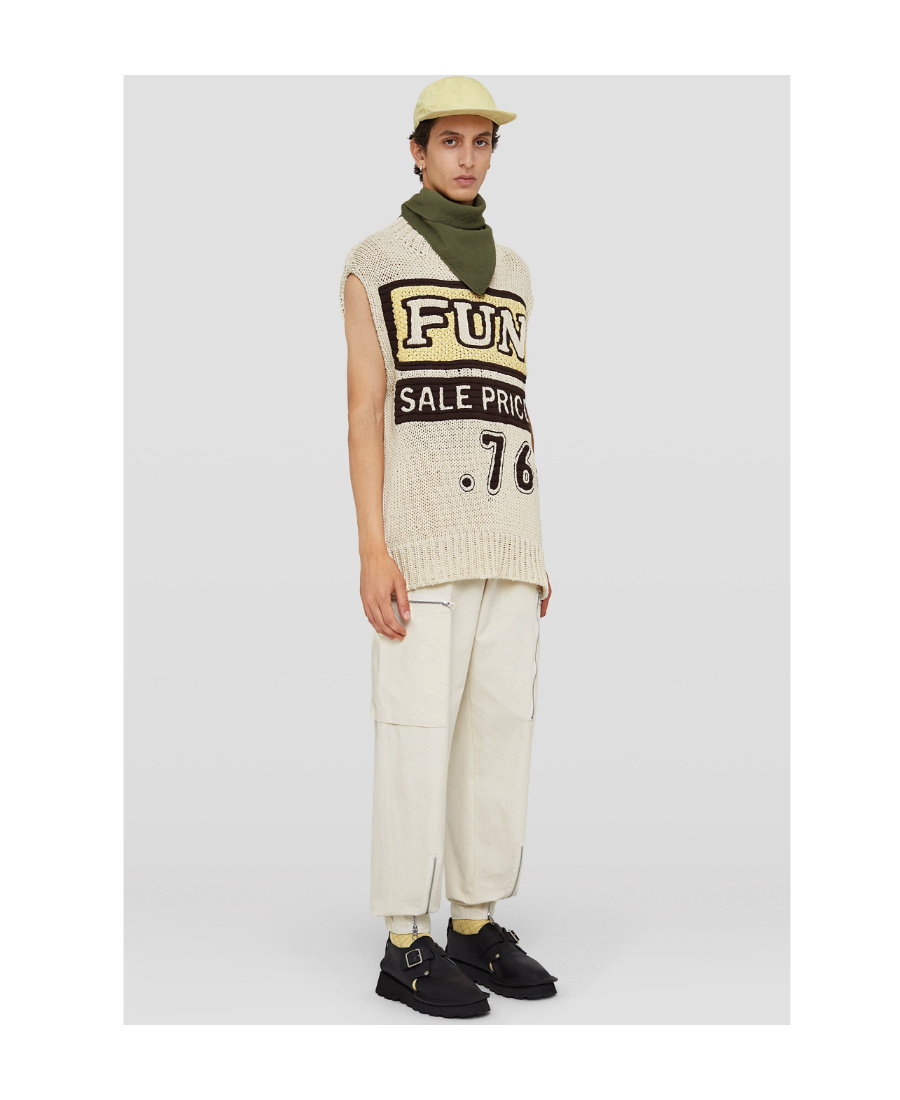 Jil Sander Slogan Print Vest Pullover Men In Neutral