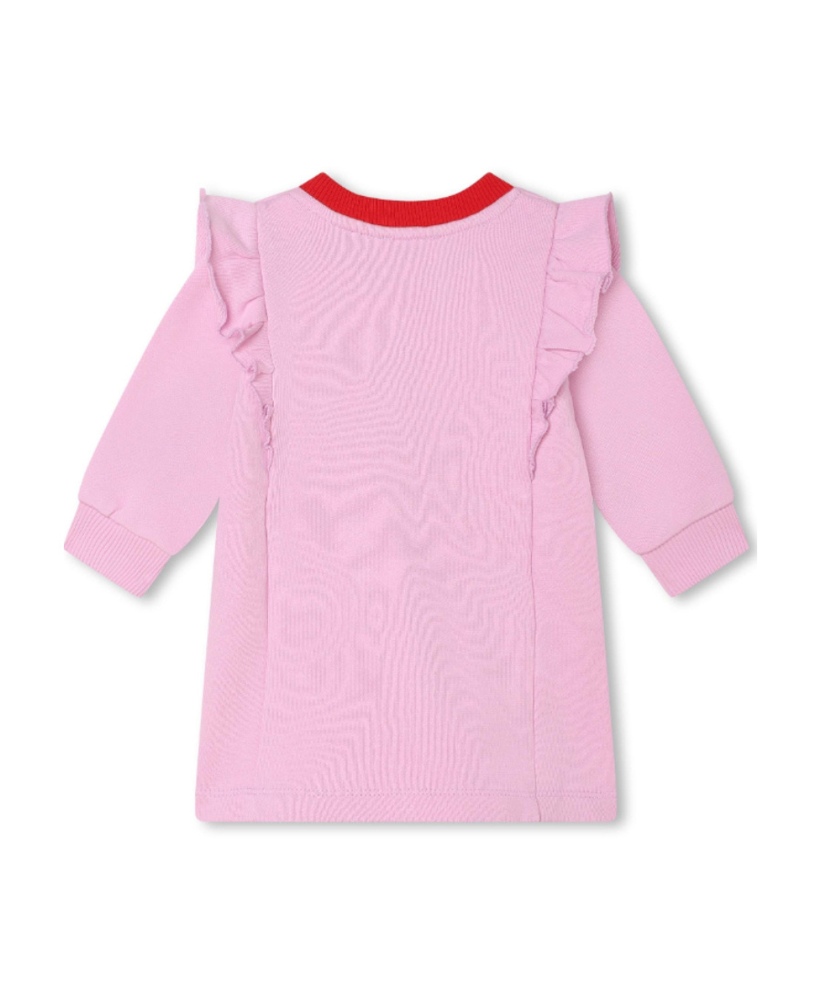 Kenzo Embroidered-logo Cotton Dress In Pink