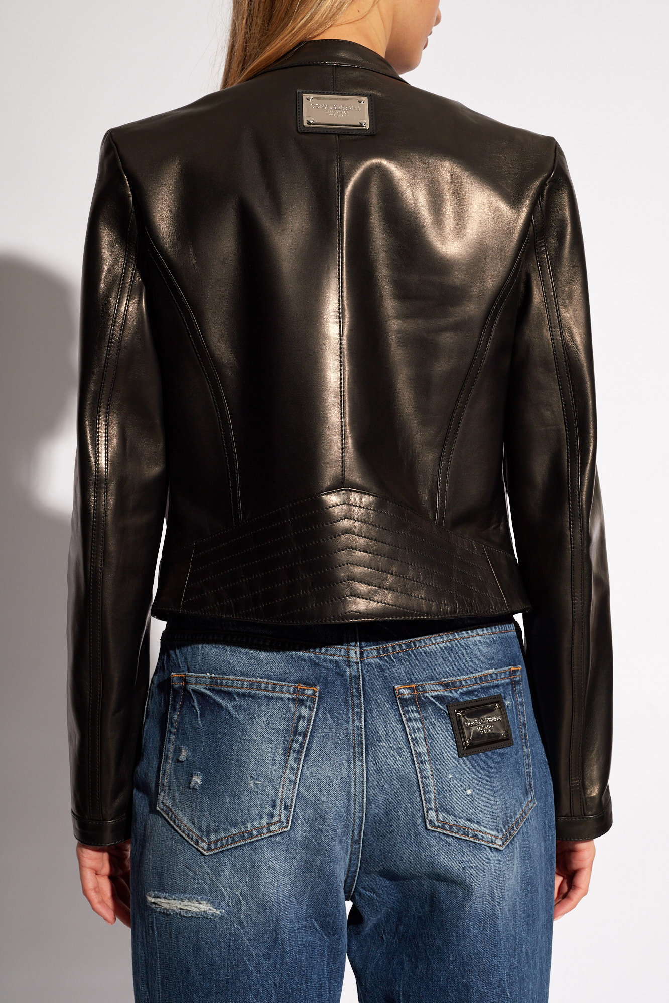 Dolce & Gabbana Zip-up Leather Jacket In Black