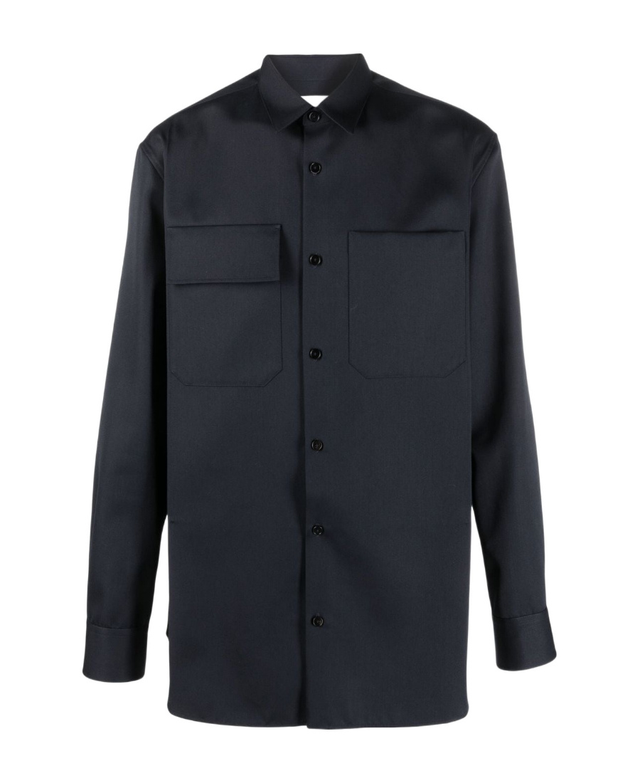 Jil Sander Black Wool Shirt With Pockets Men