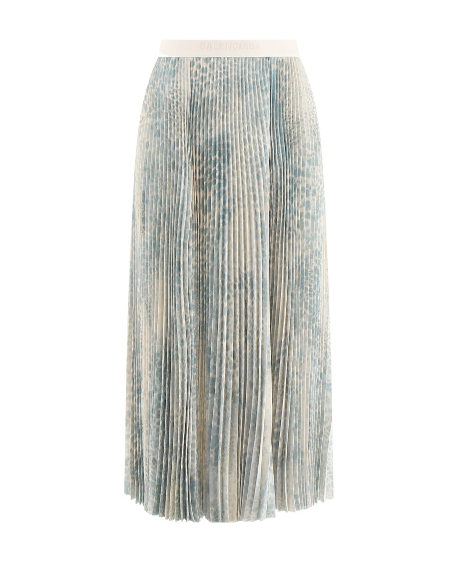 Balenciaga Printed Pleated Midi Skirt In Gray