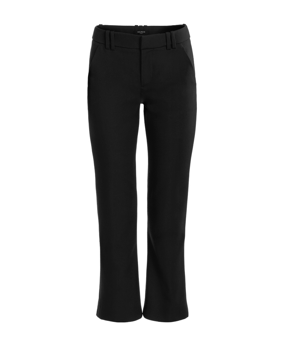Balmain Virgin-wool Cropped Trousers In Black