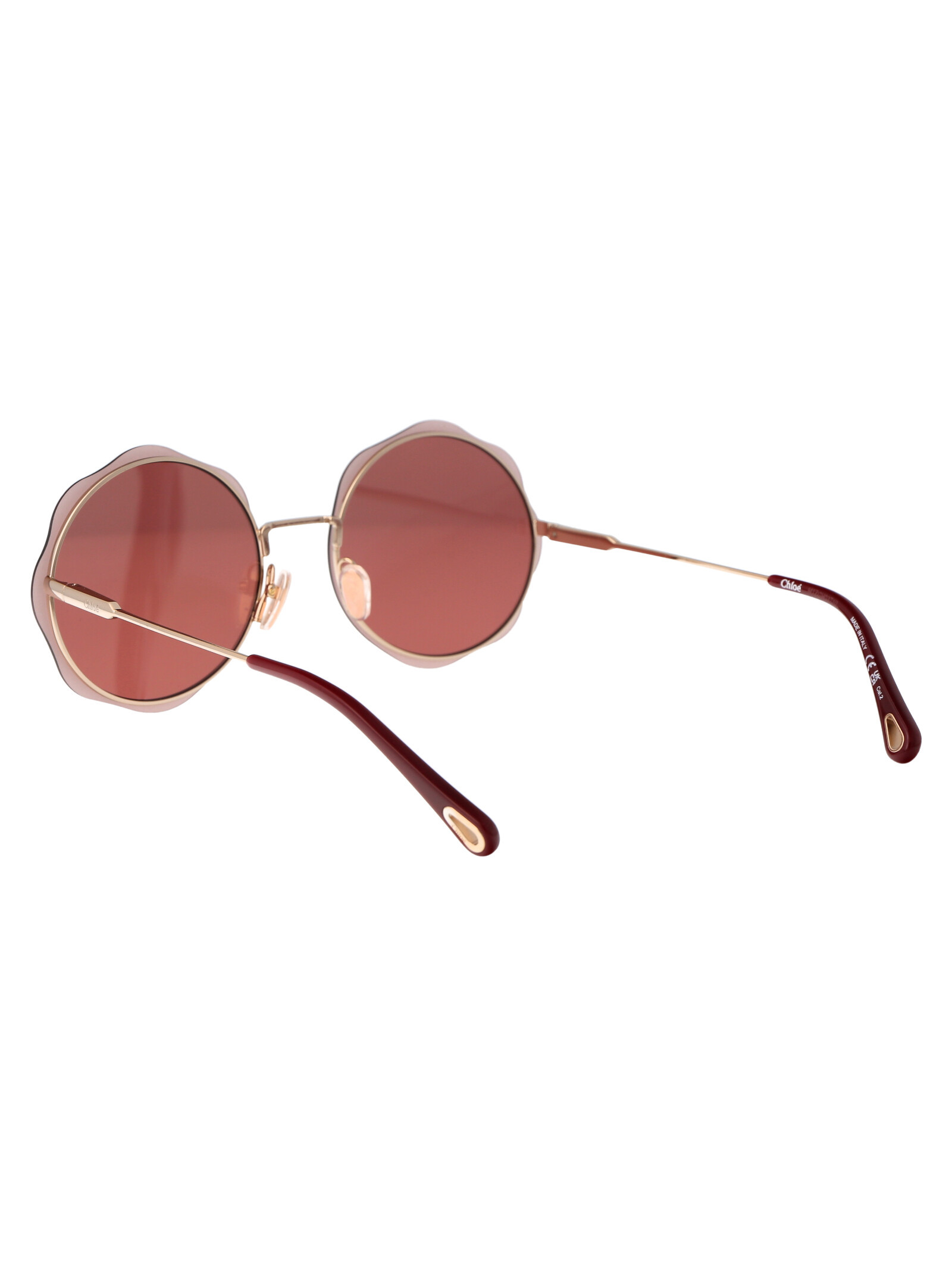 Chloé Chloe Burgundy Round Ladies Sunglasses Ch0202s 003 61 In Nude