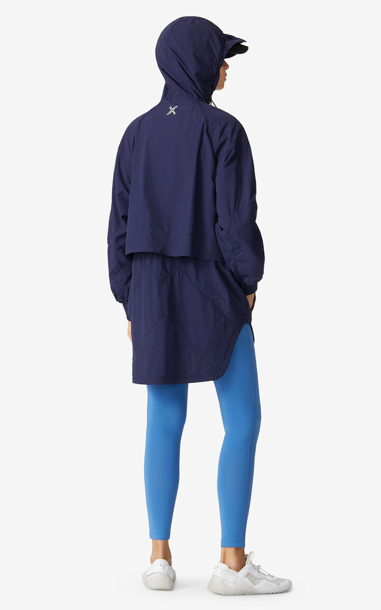 Kenzo Logo-print Hooded Raincoat In Black