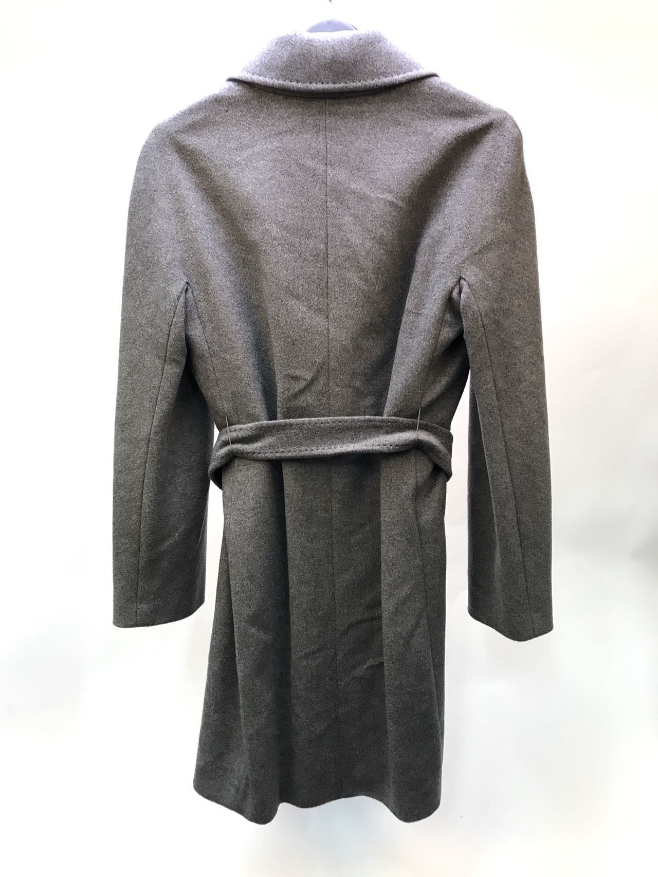 Max Mara Long-sleeved Lace-up Coat In Gray