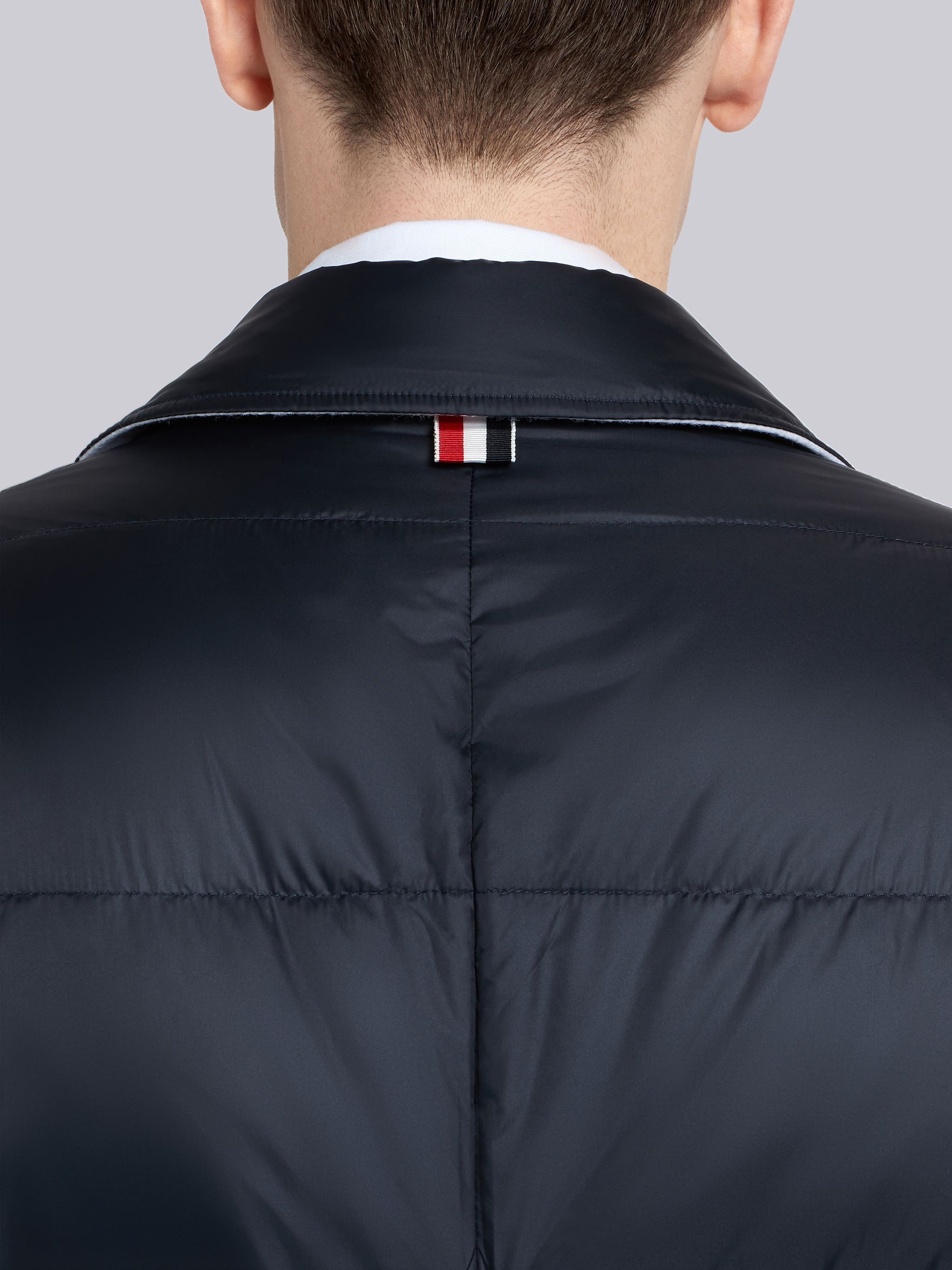 Shop Thom Browne 4-bar Matte Nylon Bal Collar Overcoat In Black