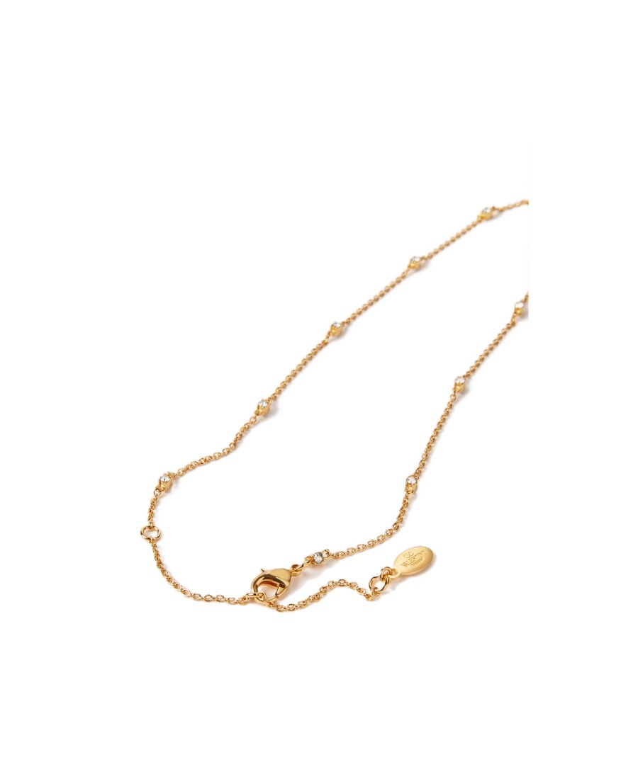 VALENTINO GARAVANI MINI VLOGO SIGNATURE NECKLACE IN METAL AND SWAROVSKI CRYSTALS