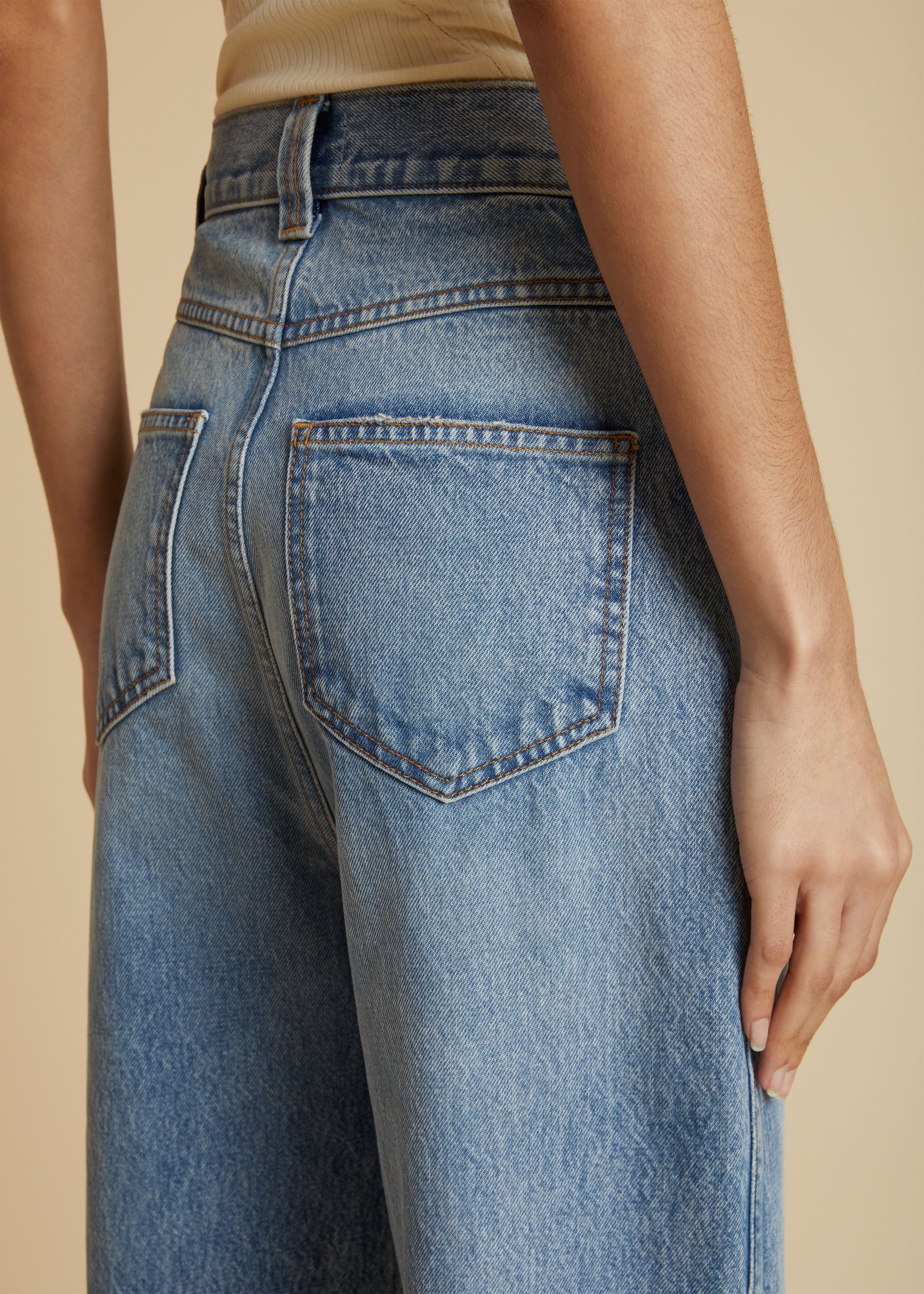 Khaite Albi High-rise Tapered Jeans In Blue