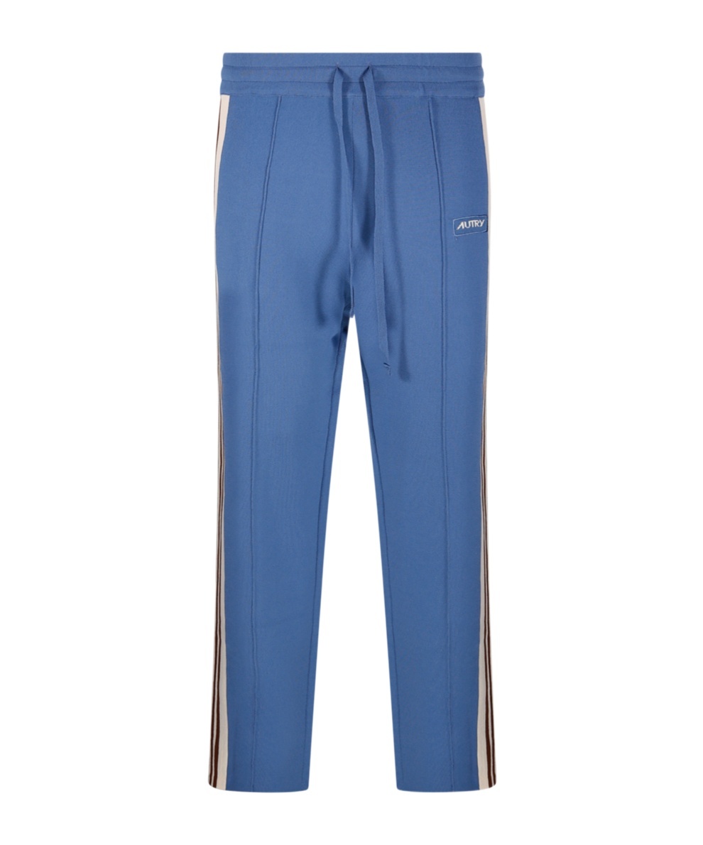 Shop Autry Logo Embroidered Track Pants In Blue