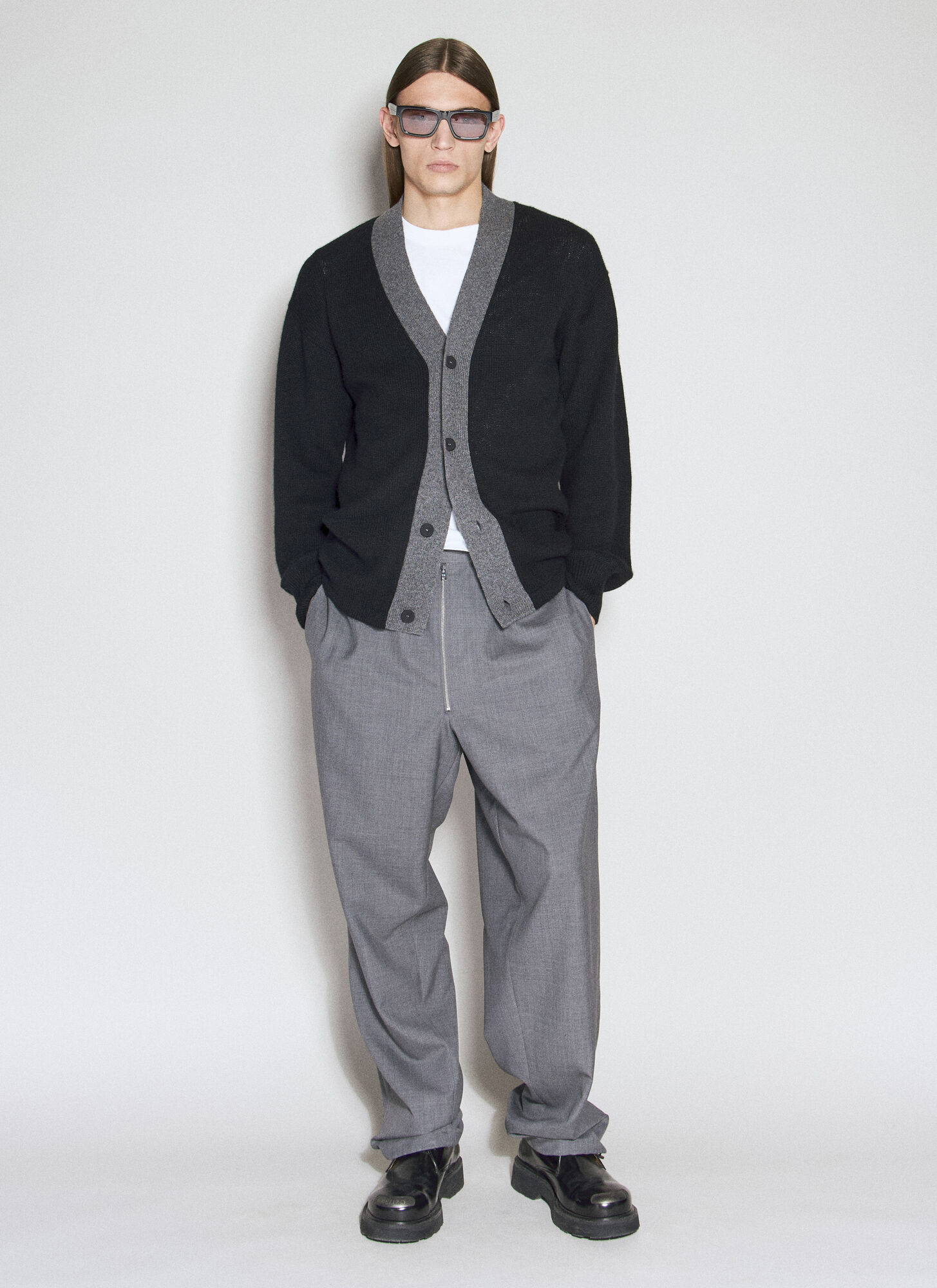 Prada Cashmere Cardigan With Long Sleeves And Front Pockets In Black