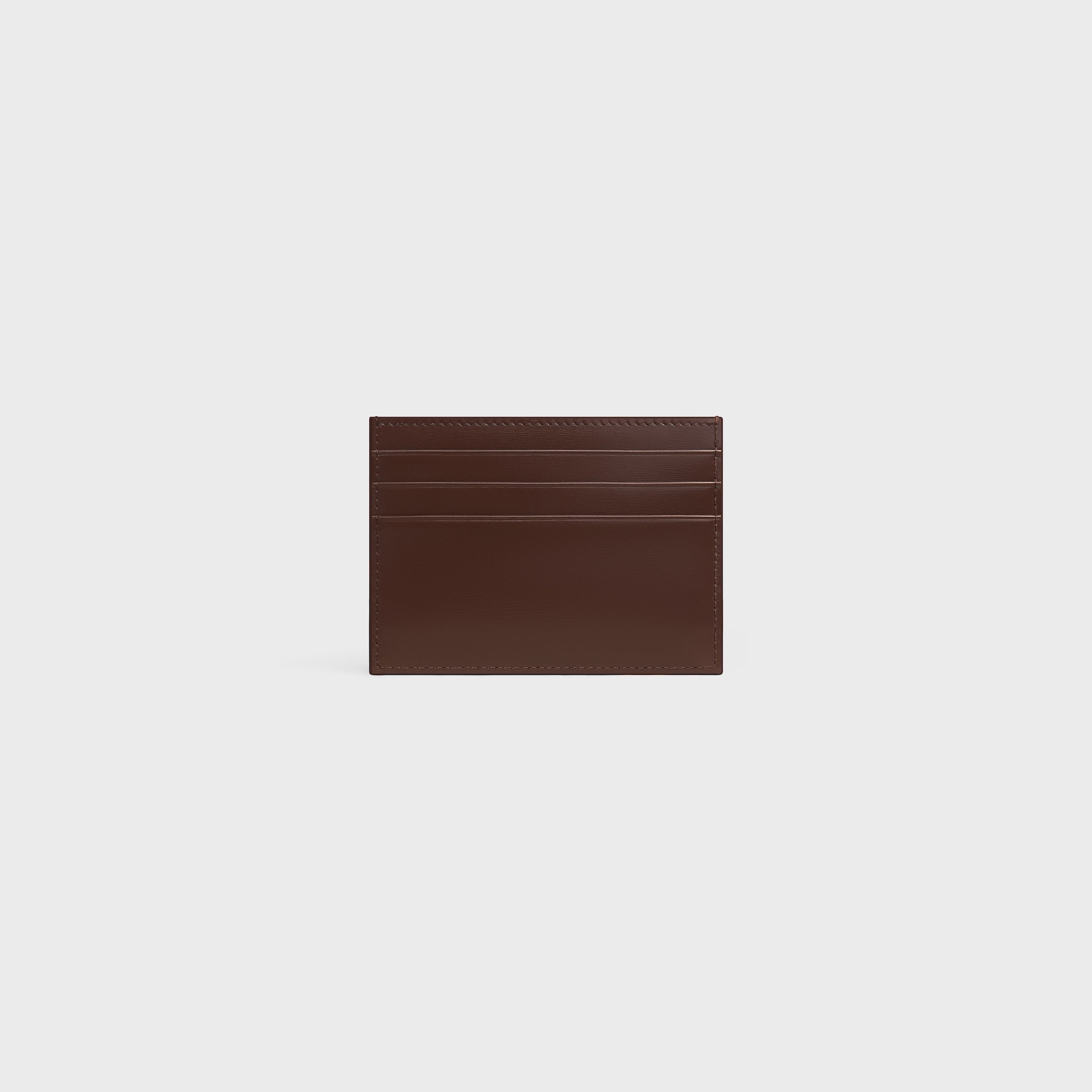 Celine Card Holder Triomphe In Shiny Calfskin In Brown