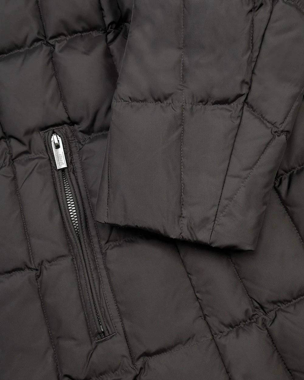 Armani Collezioni Medium And Long Style Plaid Down Jacket In Black