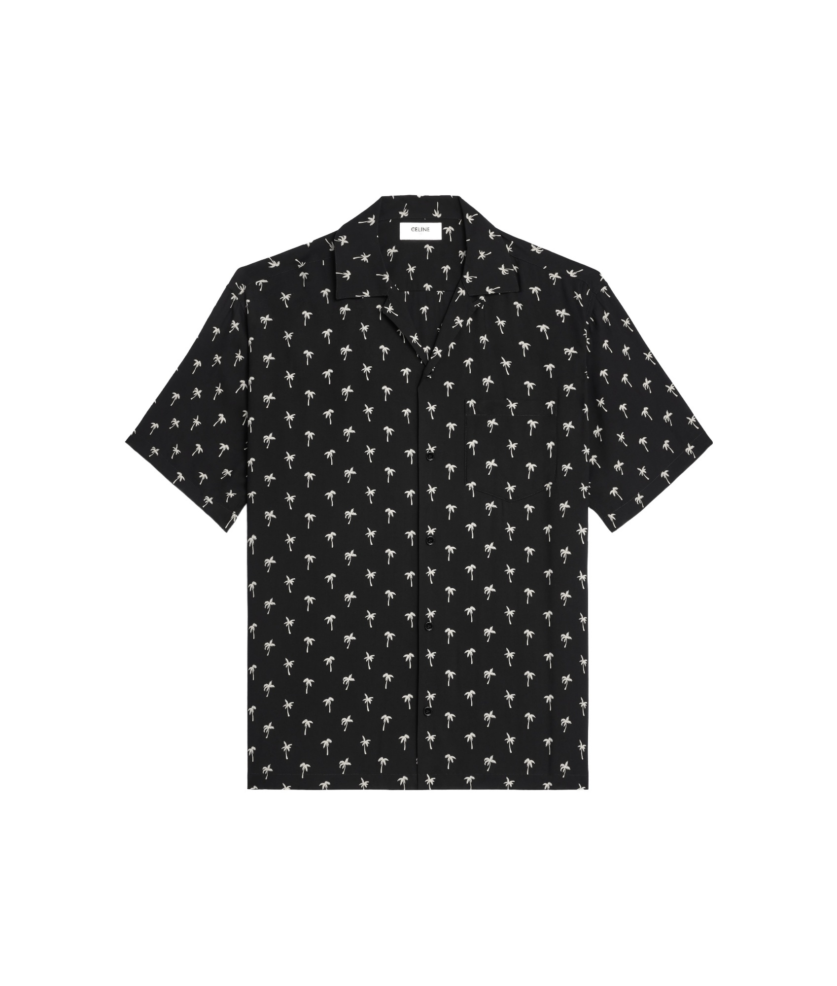 Celine Hawaiian Shirt With Viscose Print In Black