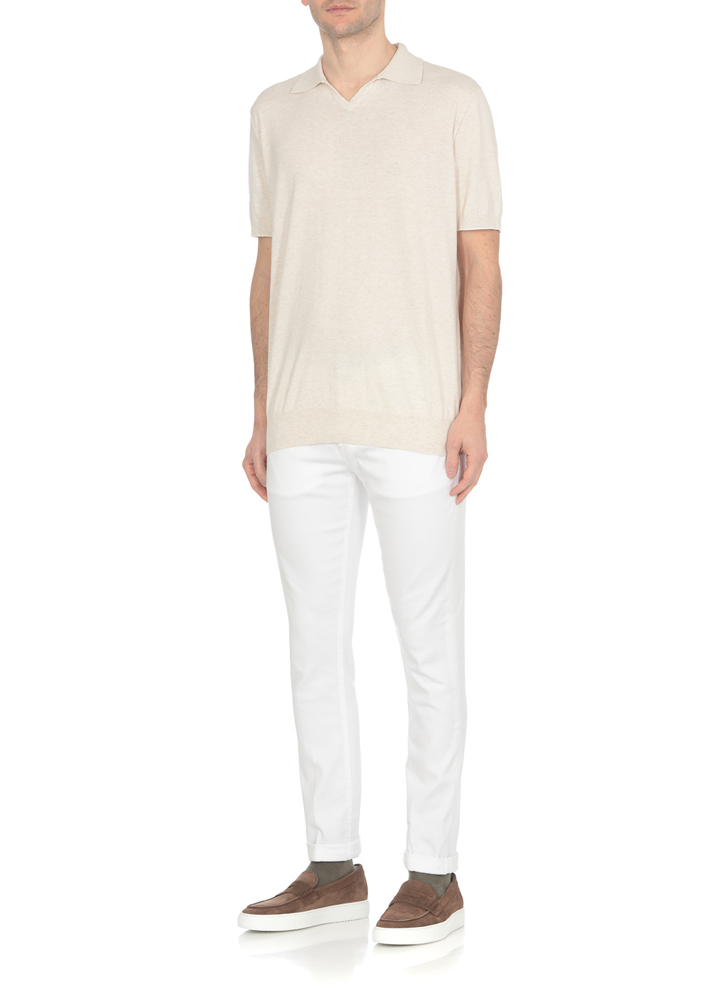 Dondup Denim Trousers With Belt Loops In White