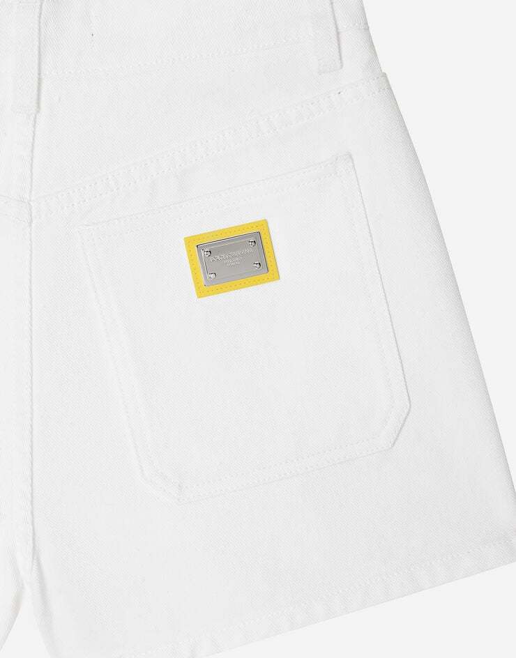 Dolce & Gabbana Cotton Denim Short Pants With Dg Plaque In White