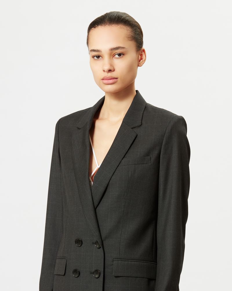 Isabel Marant Checked Double Breasted Blazer In Black