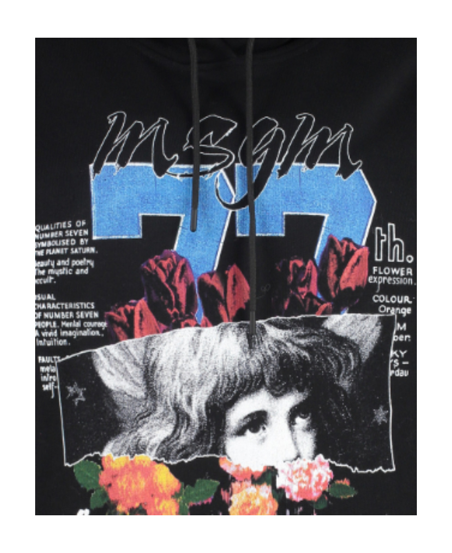 Msgm Graphic-print Hoodie In Black