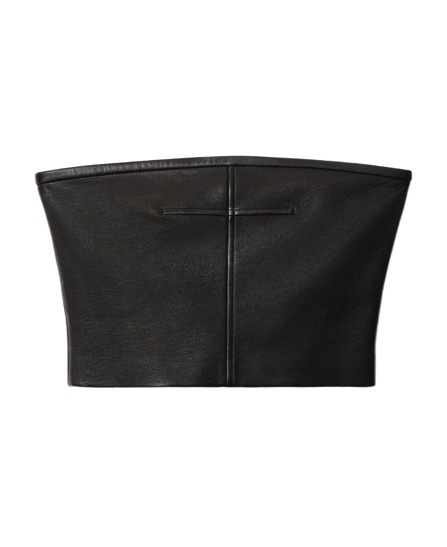 Alexander Wang Leather Bodycon Tube Top In Black