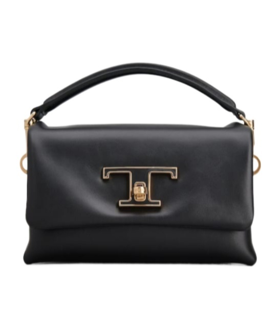 Tod's T Timeless Leather Shoulder Bag In Black