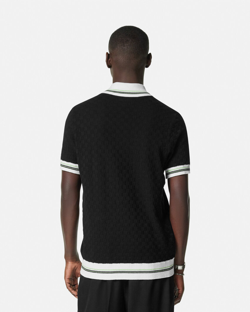 Versace Poloshirt Mit Reissverschluss In Black