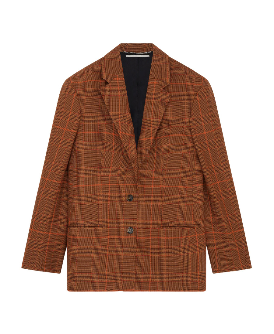 Stella Mccartney Prince Of Wales Check-pattern Wool Blazer In Brown
