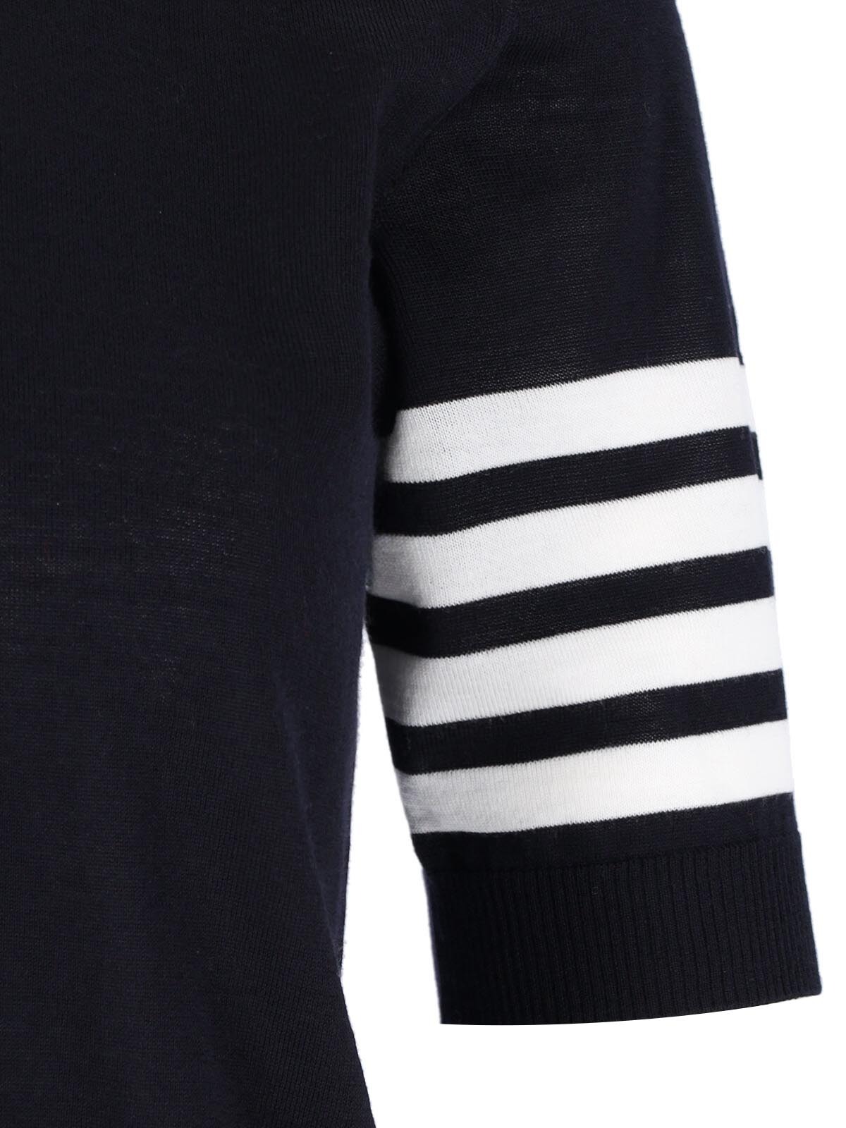 Thom Browne Ribbed Hem Crewneck Short Sleeves Striped Sleeve