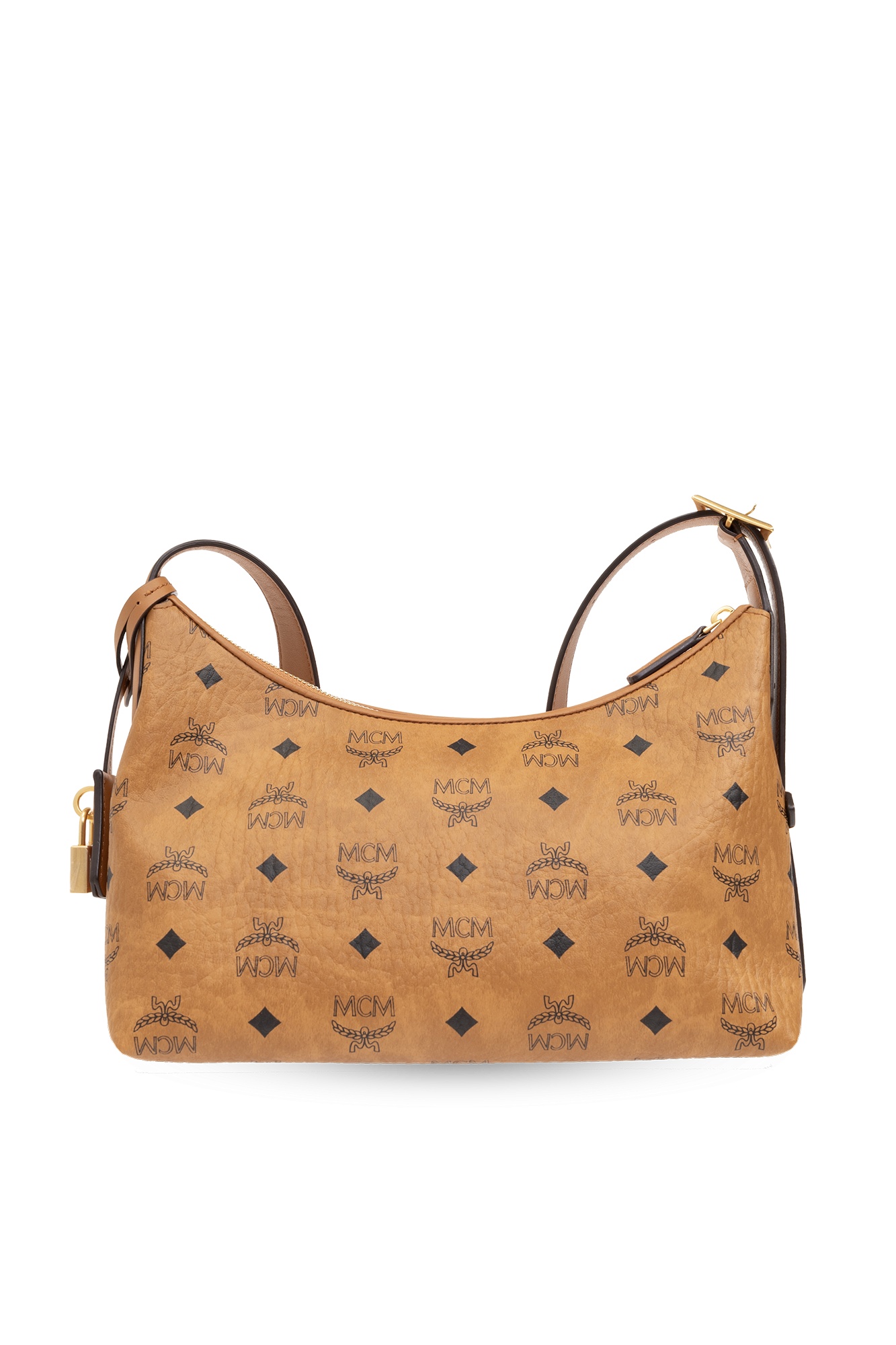 Mcm Aren Visetos Monogram Hobo Bag In Brown