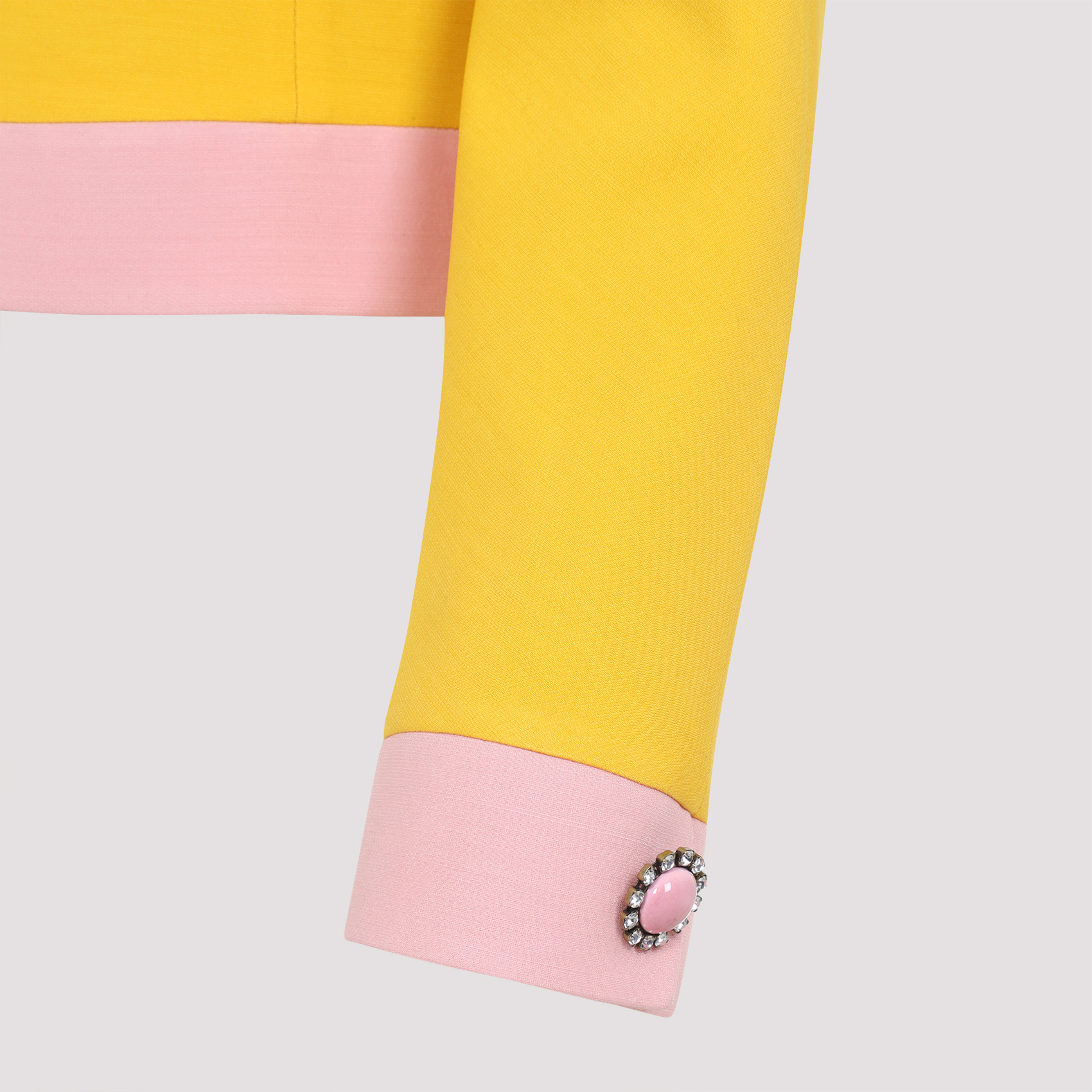 Valentino Bi-color Crystal Crepe Crop Jacket In Yellow