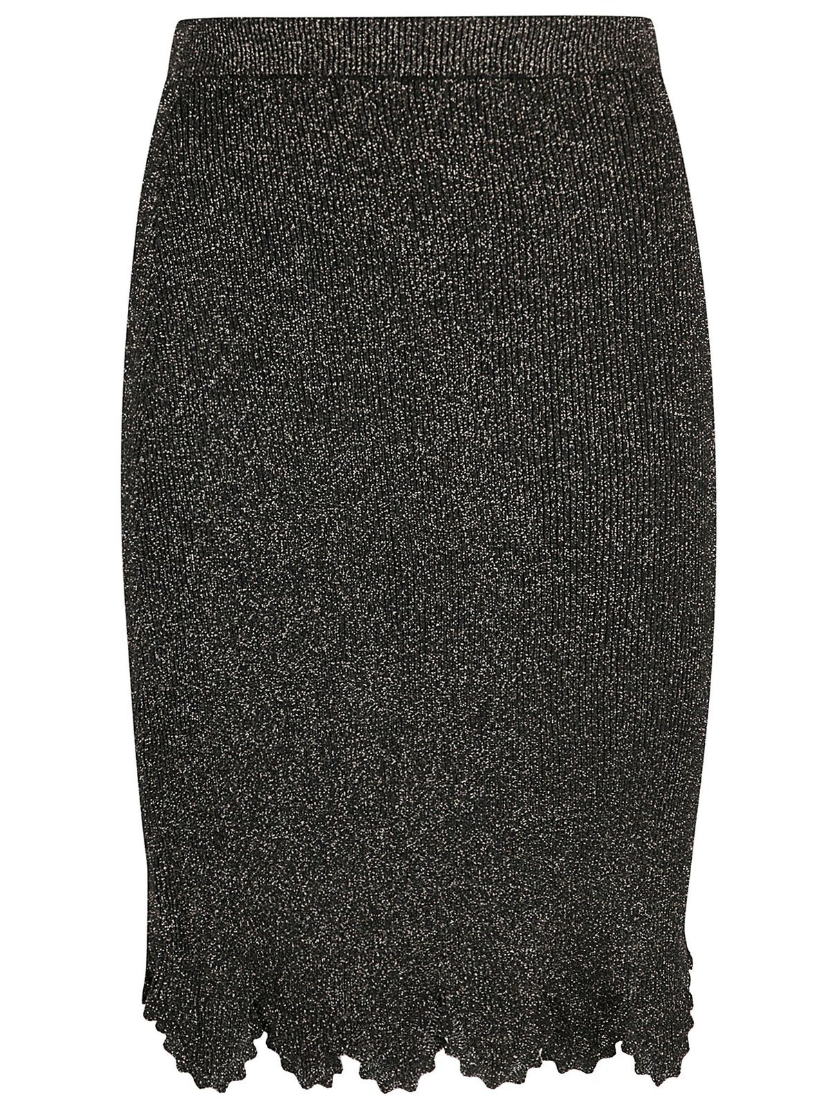 Chloé Fitted Black Skirt With Scalloped Hem In Black