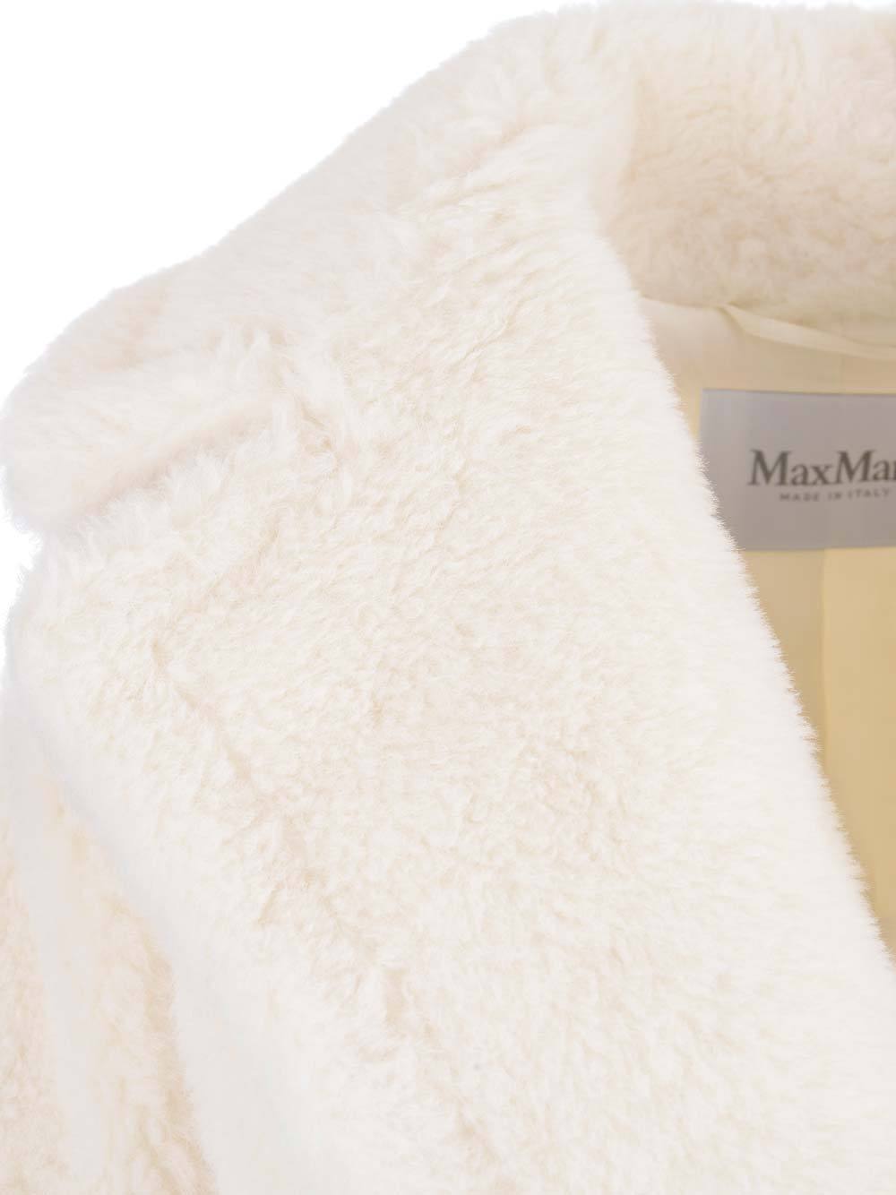 Max Mara Lapel Logo Coat In White
