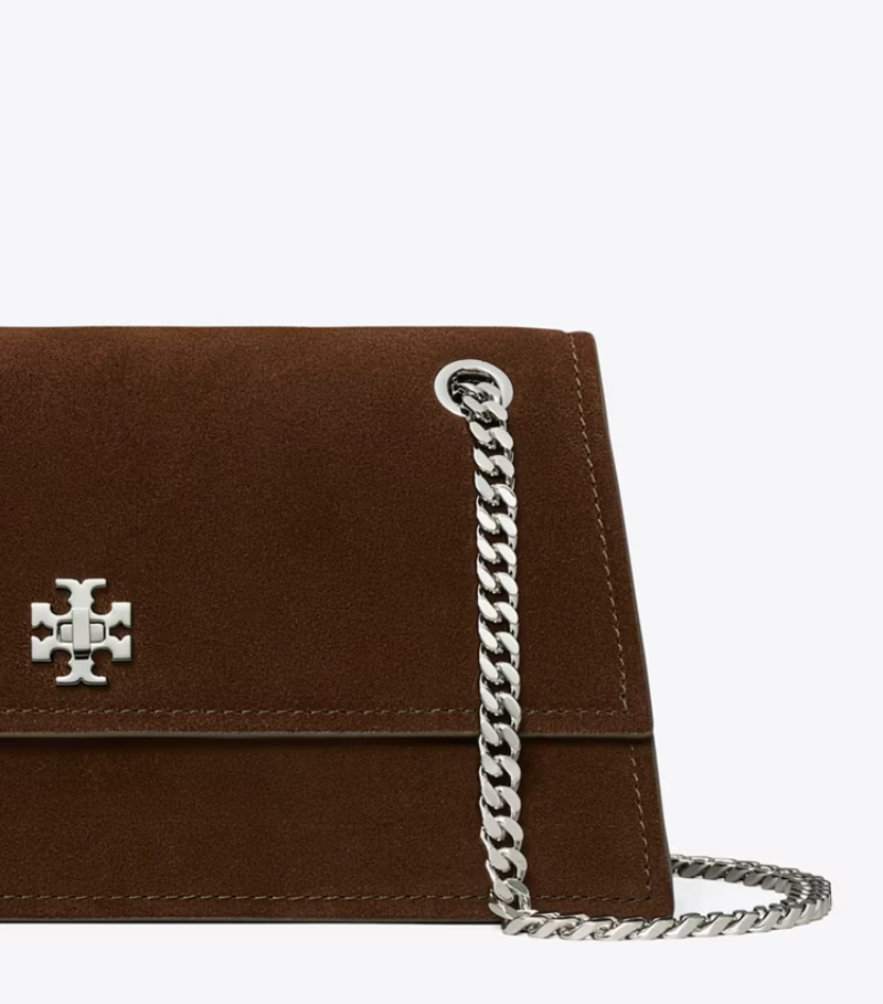 Tory Burch Kira Turnlock Suede Convertible Shoulder Bag In Brown