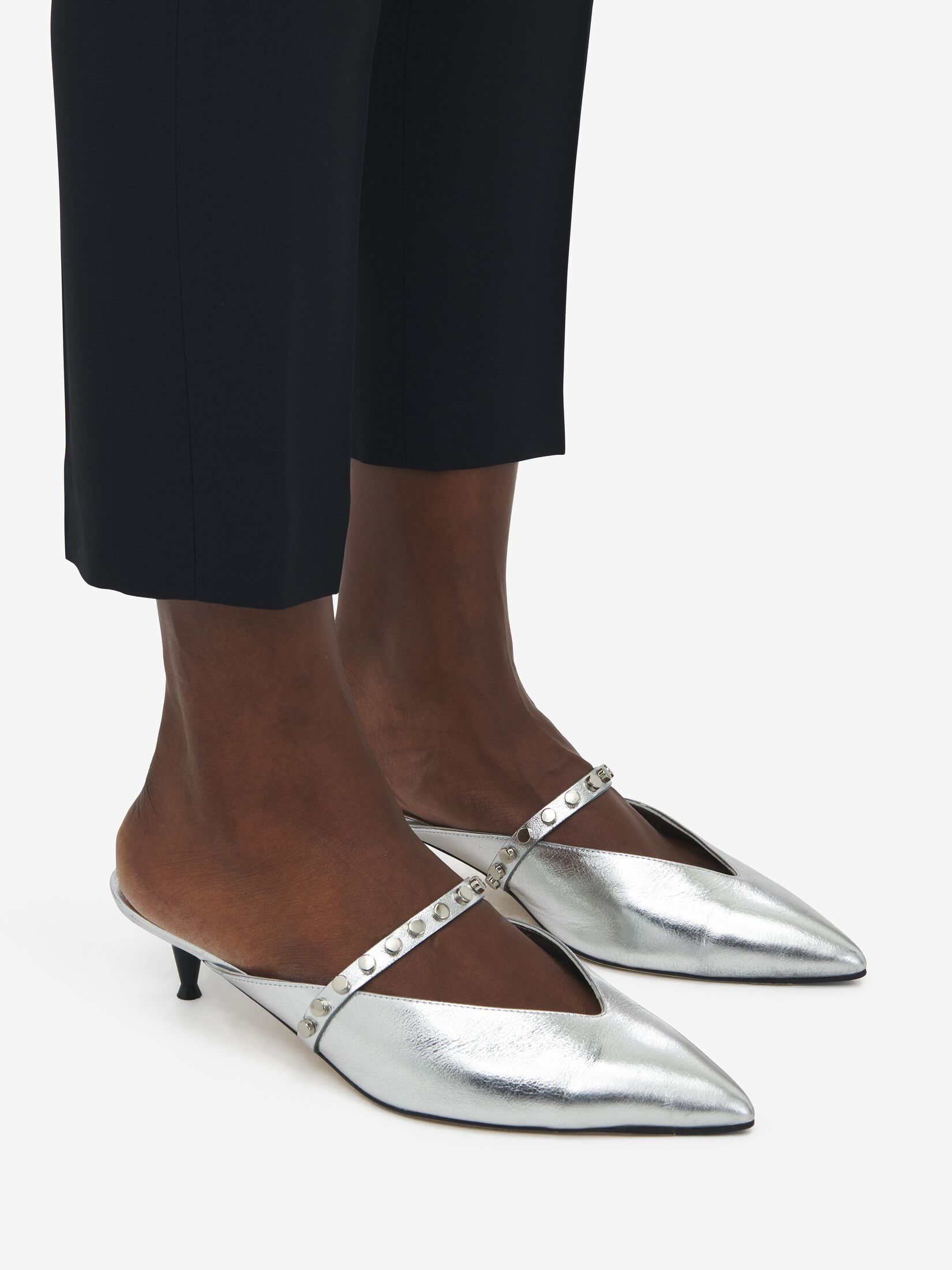 Alexander Mcqueen Revel Mule In Silver