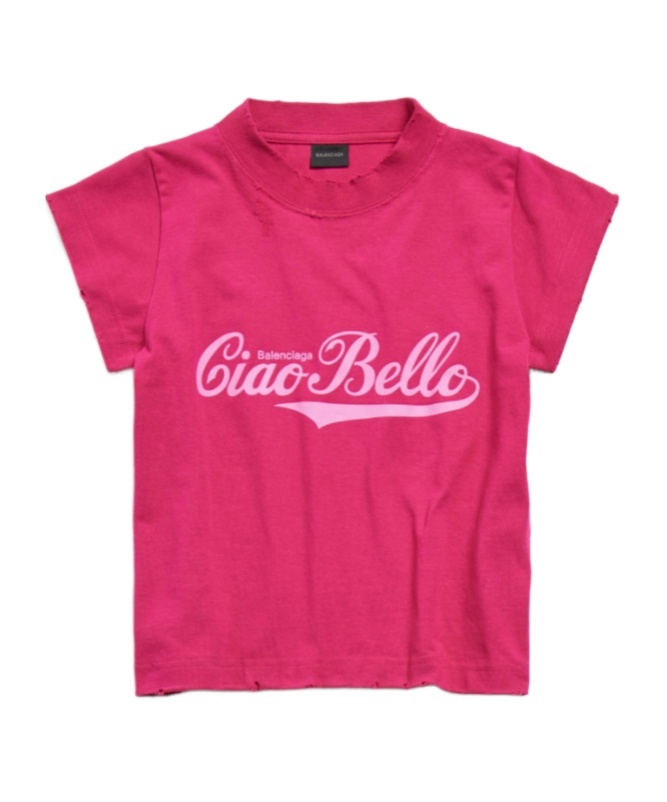 BALENCIAGA WOMEN'S CIAO BELLO SHRUNK T-SHIRT IN PINK