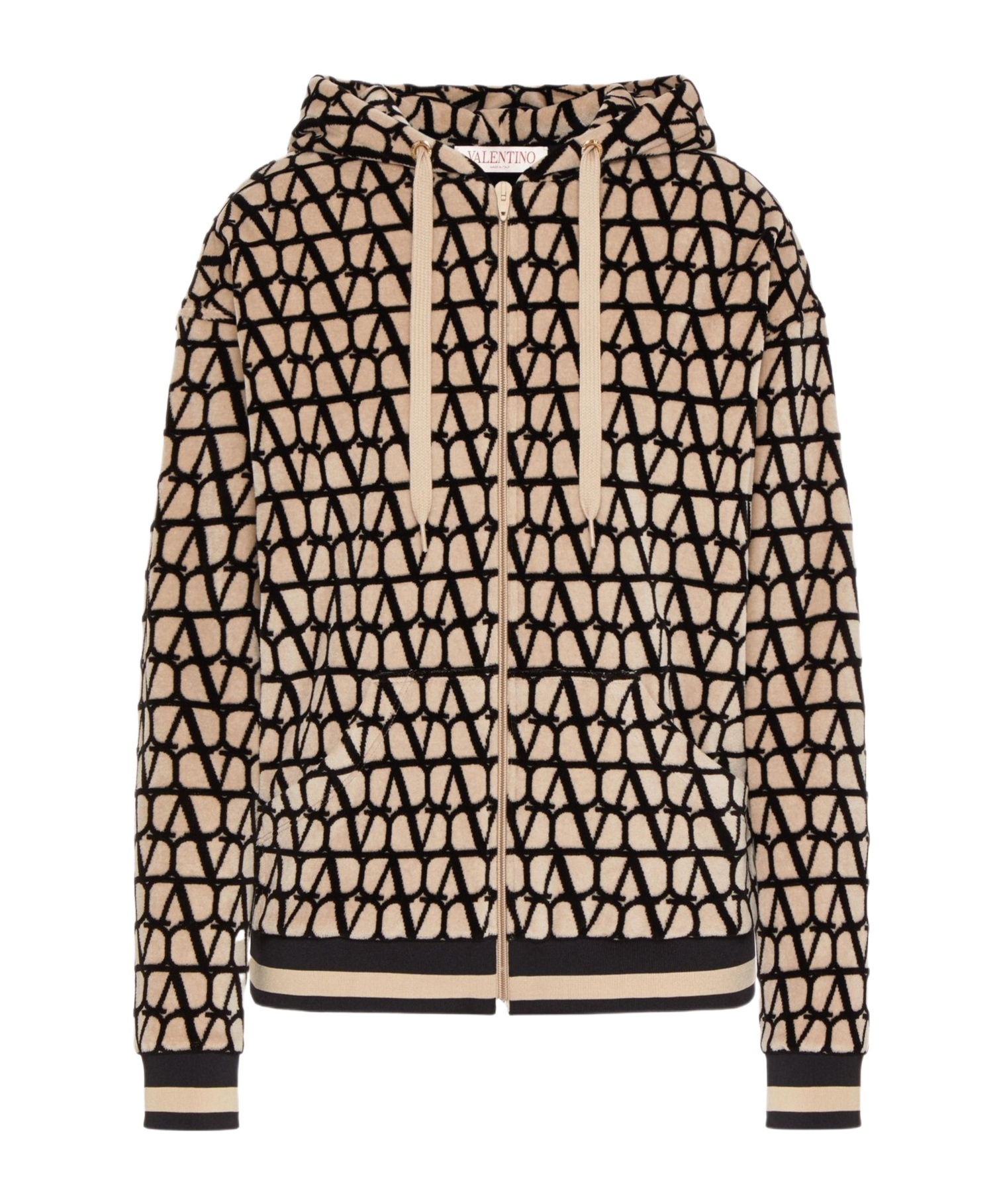 Valentino Toile Iconographe Zip-up Hoodie In Nude