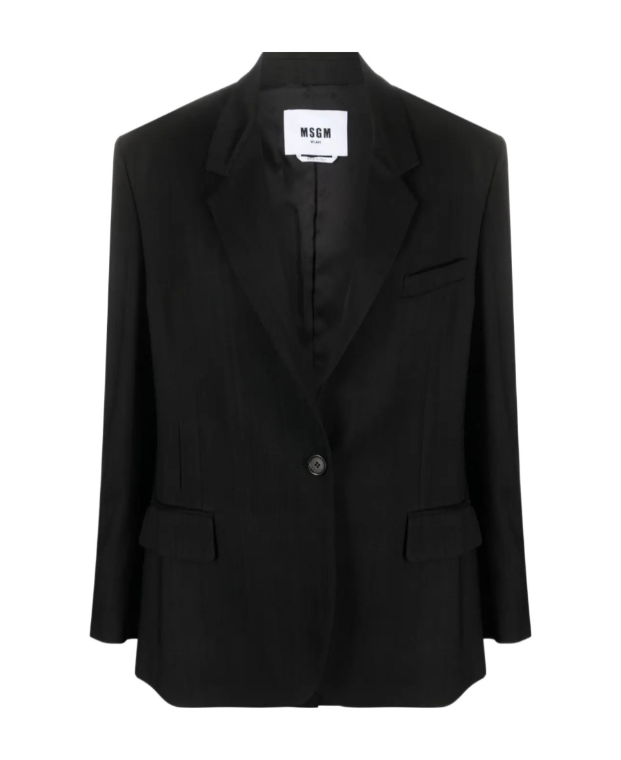Msgm Notched-lapels Single-breasted Blazer In Black