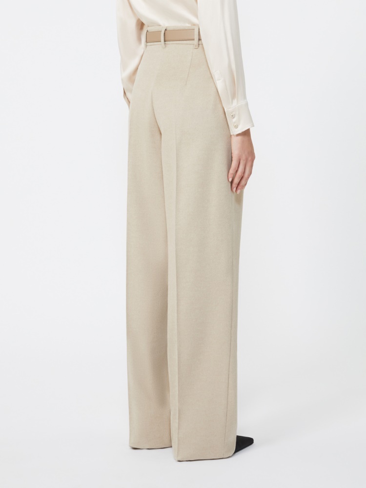 Max Mara Flowing Pure Wool Trousers In Neutral