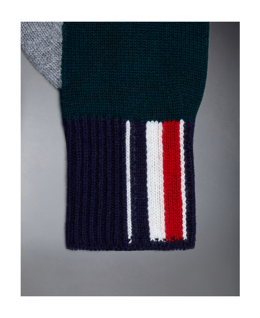 Shop Thom Browne Fun Mix Intarsia-knit Logo Wool Gloves In Black