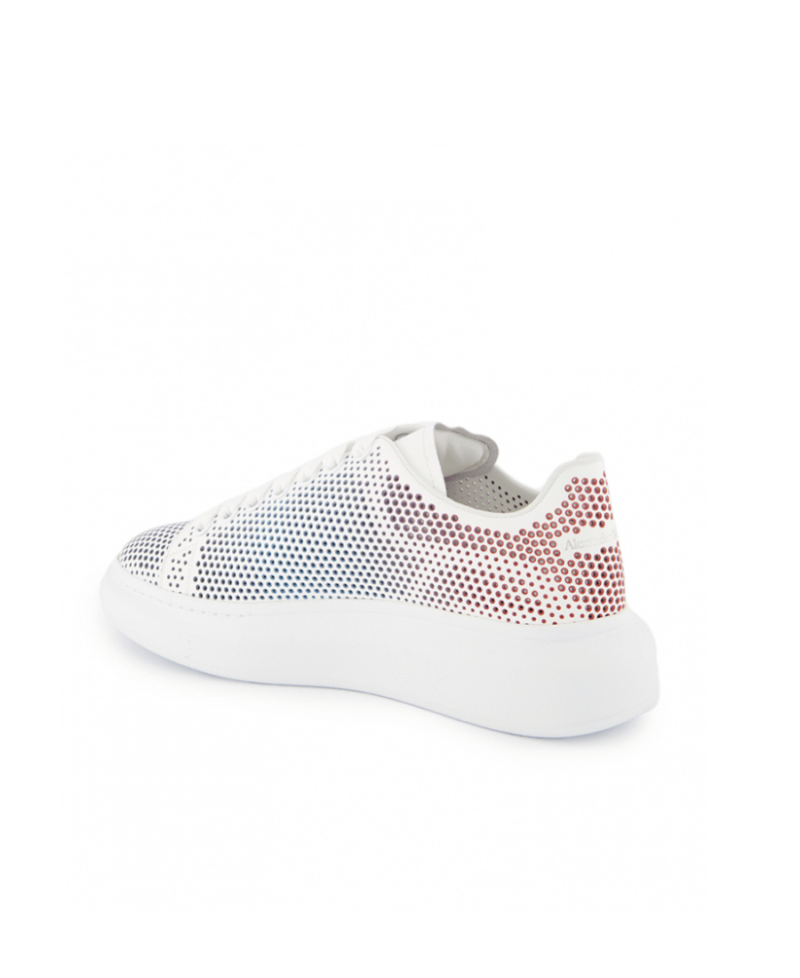 Alexander Mcqueen Perforated Leather Oversized Sneakers White Red In White