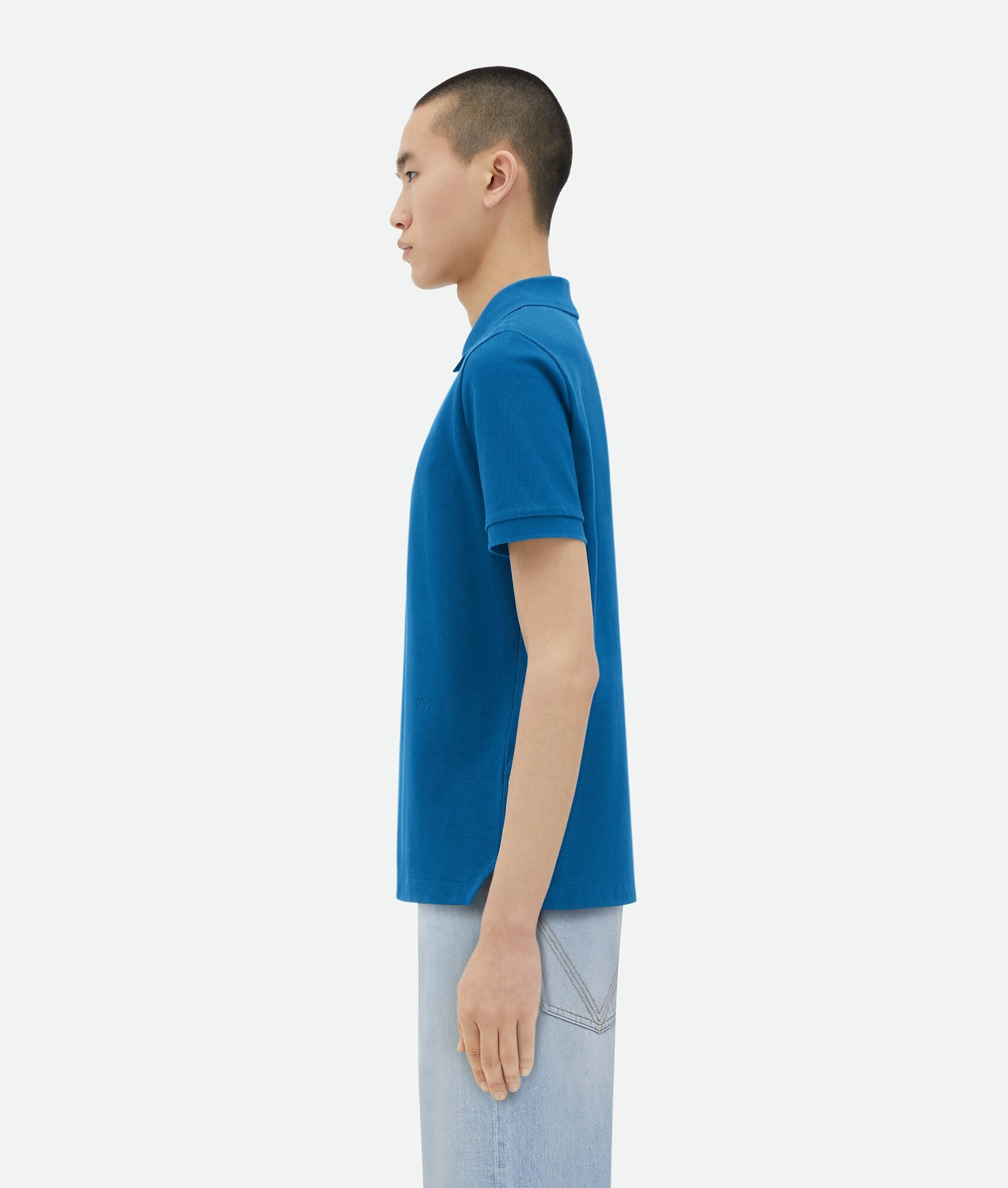 Bottega Veneta Polo Shirt With Lapel Short Sleeve In Blue