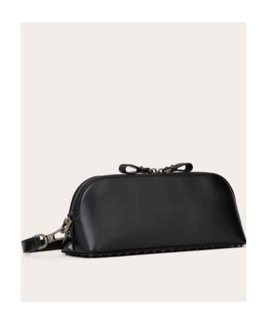 Valentino Rockstud Leather Clutch Bag In Black