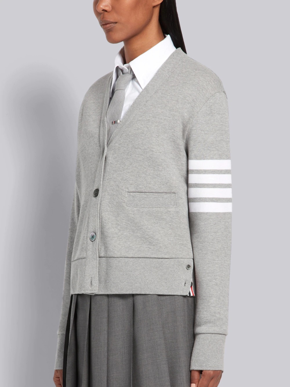 Thom Browne 4-bar Stripe Cardigan In Gray