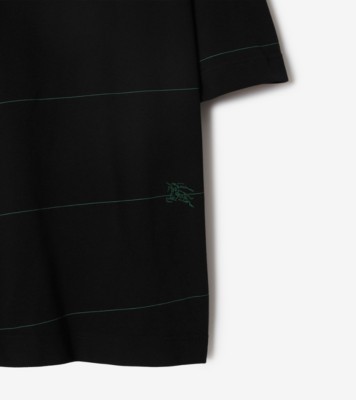Burberry Striped Logo Embroidered Polo Shirt In Black