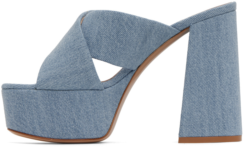 Gianvito Rossi Sheridan Denim Crisscross Platform Sandals In Gray