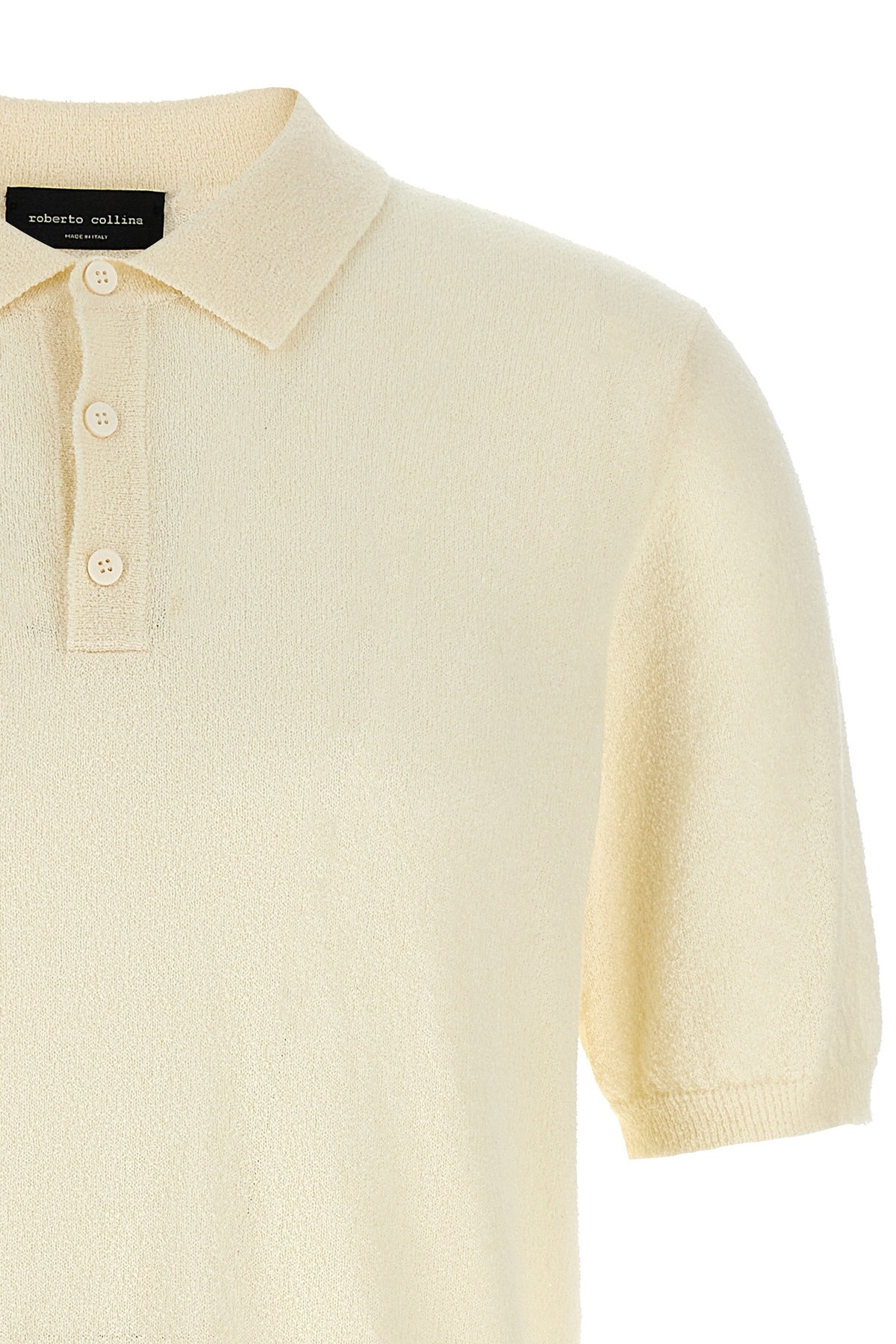 Roberto Collina Ribbed Collar Cotton Polo Shirt In Nude