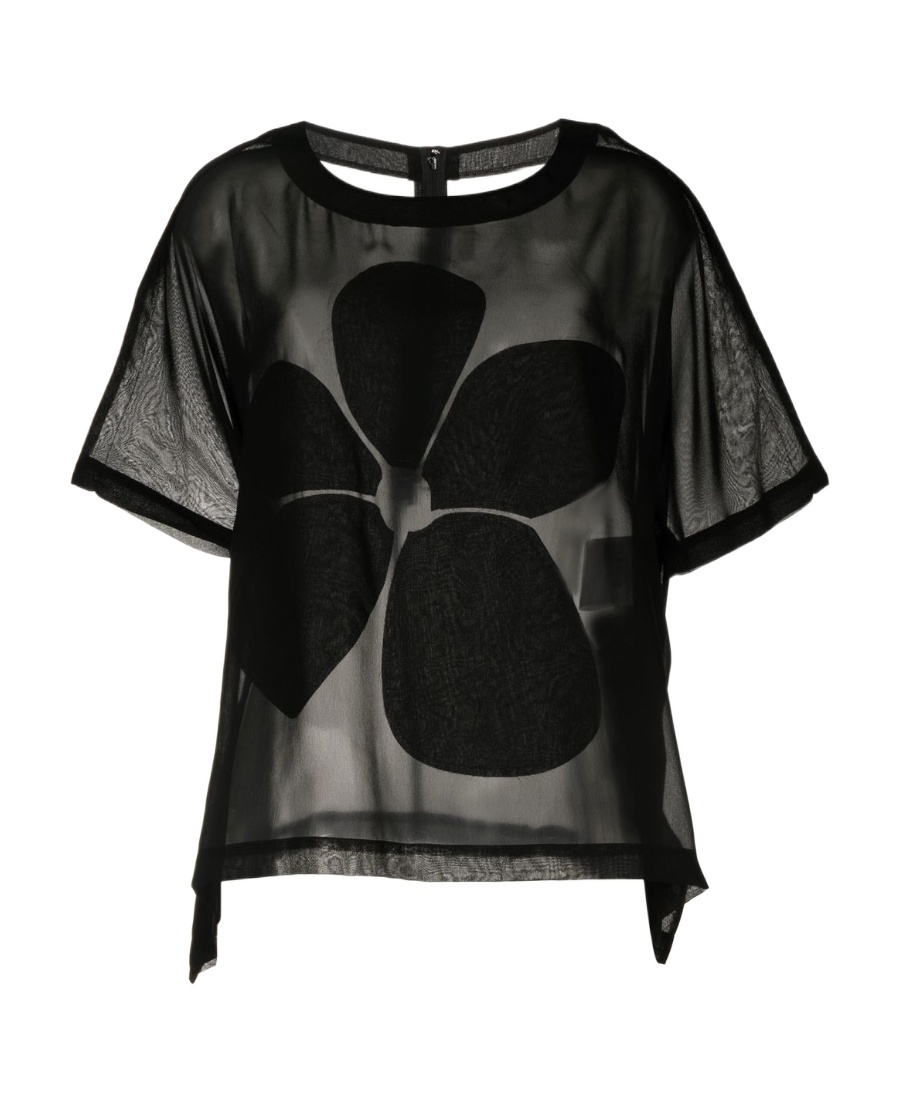COMME DES GARÇONS FLORAL-PRINT SEMI-SHEER T-SHIRT 
