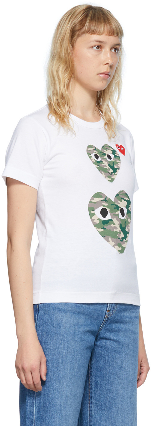 Comme Des Garçons Play T-shirt With Round Neck And Short Sleeves In White