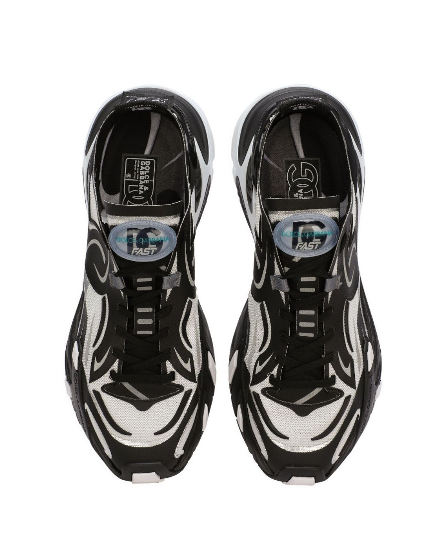 Dolce & Gabbana Two-tones Fabric Dragon Sneakers For Men In Black